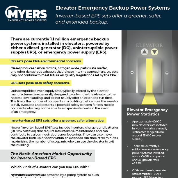 Emergency Backup Power Systems (Extended Runtime UPS) for Elevators