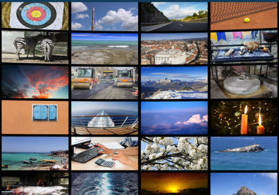 multiple screens showing different shows and photos